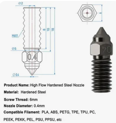 Elegoo 4Plus/4Max hardened steel nozzle ,0.4mm